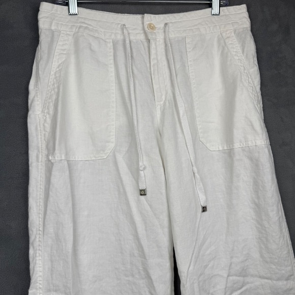Lauren Ralph Lauren Linen Wide Leg Crop Pants White Size 8 - Picture 2 of 10